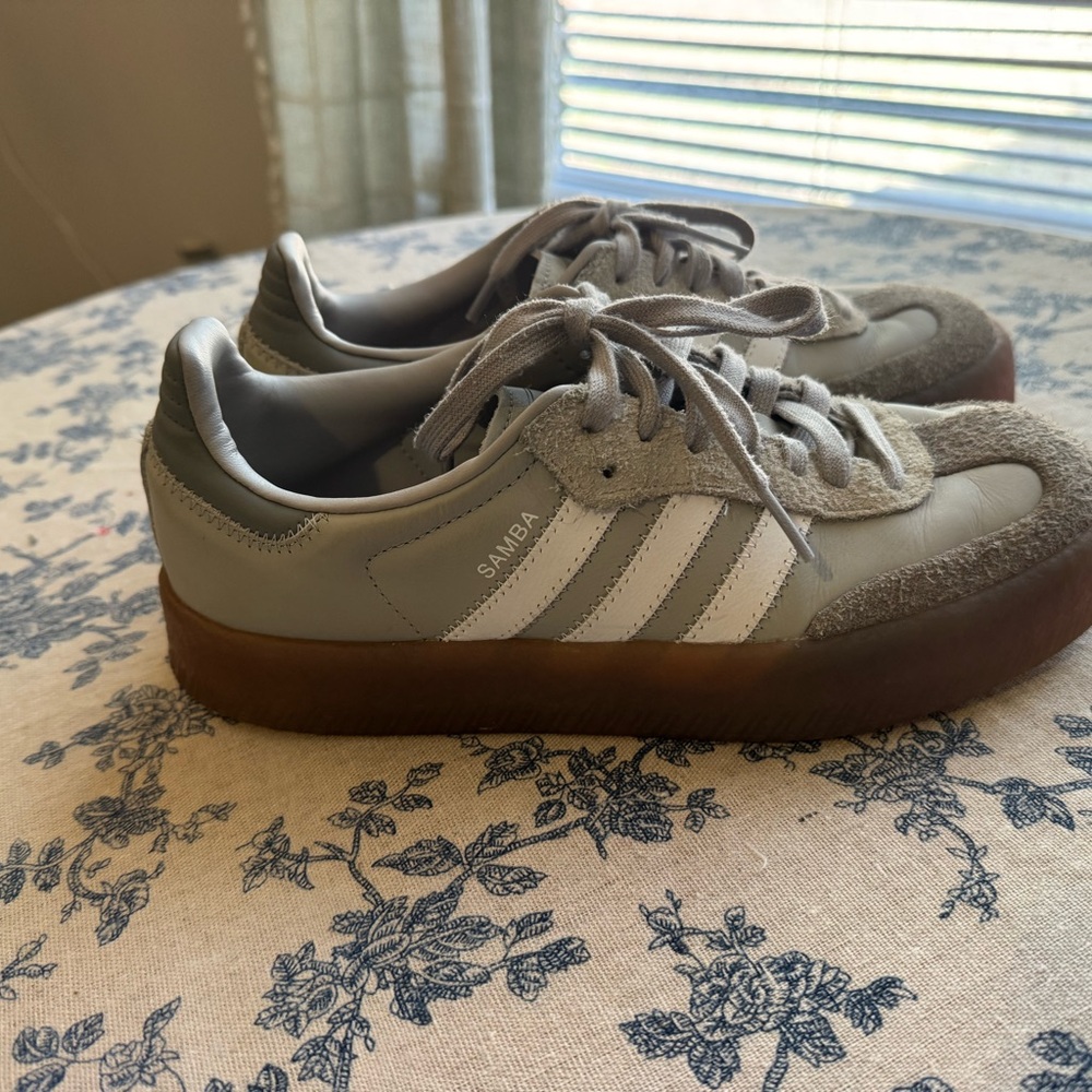 Women’s Adidas Sambas Gray and White Women's Sneakers - Picture 3 of 12